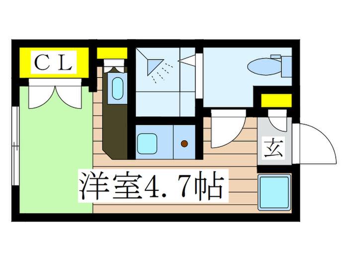 めぞんどかしぇっと弐(ワンルーム/1階)の間取り写真