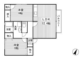 ツインズ・スクエア(2LDK/1階)の間取り写真