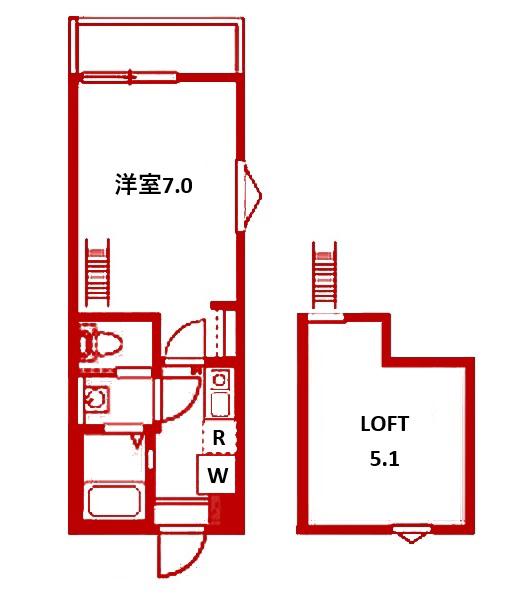 グローブテラス金沢文庫(1K/2階)の間取り写真