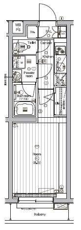 PREMIUM CUBE G 三軒茶屋(1K/2階)の間取り写真