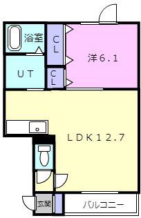 レインボーハウスアンジュ(1LDK/1階)の間取り写真