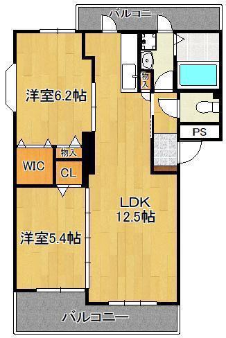 GREEN VIEW 西ヶ峰(2LDK/1階)の間取り写真