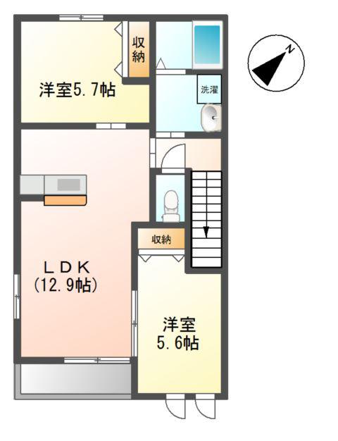 アリエッタ(2LDK/2階)の間取り写真