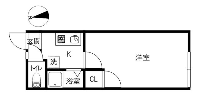 GARDEN HILL(1K/1階)の間取り写真