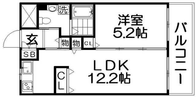 プリモーテ枚方公園(1LDK/1階)の間取り写真