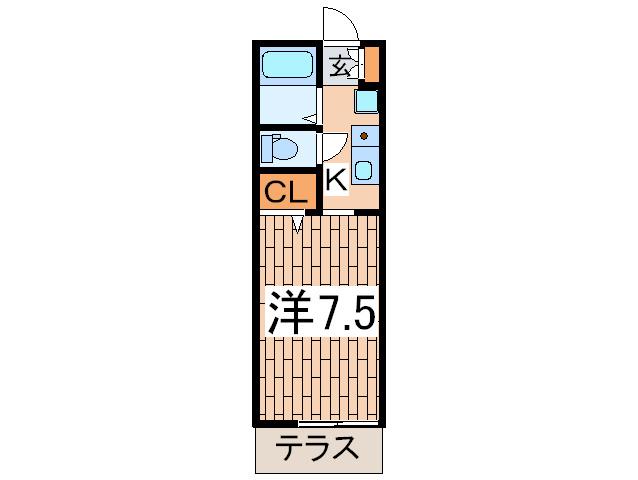 東戸塚ヒルズ(1K/1階)の間取り写真