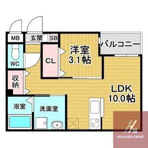 リアコート北田辺II(1LDK/2階)の間取り写真