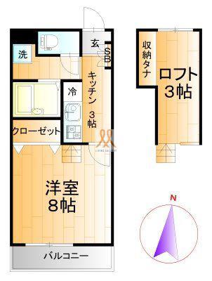 サンピア香久池 A棟(1K/2階)の間取り写真
