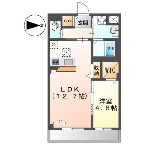 中村区鳥居西通2丁目マンション(1LDK/1階)の間取り写真