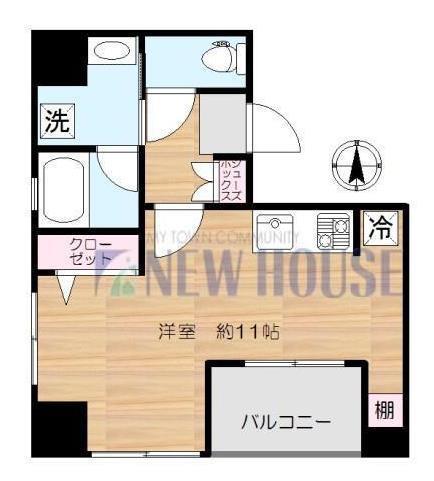COME 神楽坂(ワンルーム/9階)の間取り写真