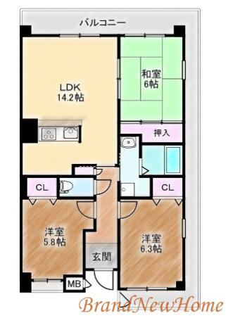 サンパティーク(3LDK/2階)の間取り写真