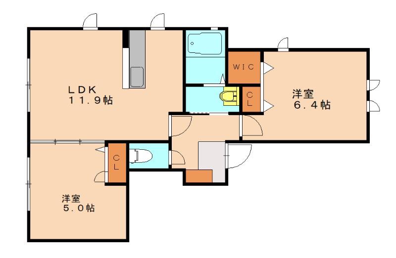 ラフォーンIII(2LDK/1階)の間取り写真