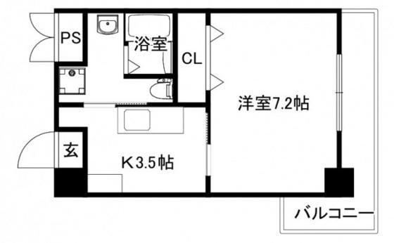 幟ビル(1K/5階)の間取り写真