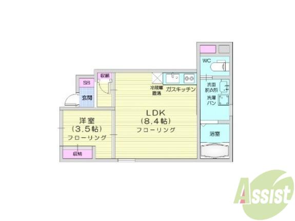ヒールコートⅠ(1LDK/1階)の間取り写真