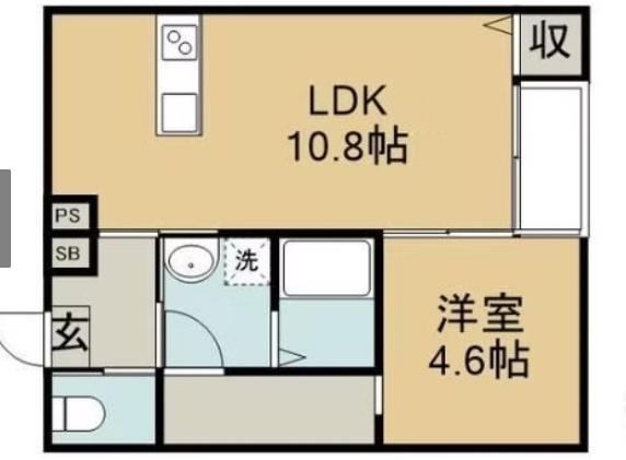 CUORE C棟(1LDK/1階)の間取り写真