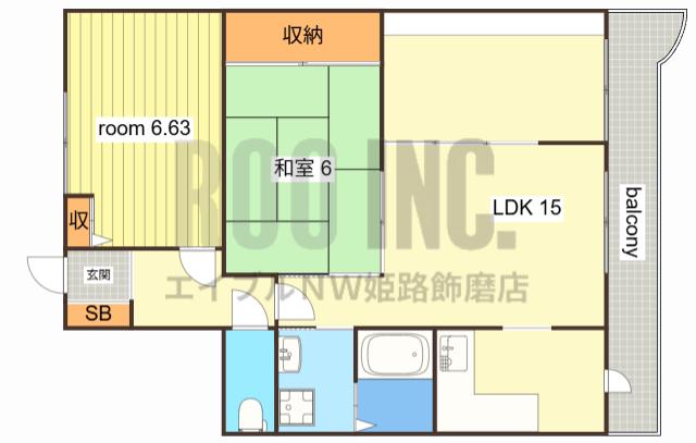 プレステージ飾磨駅前III(2LDK/6階)の間取り写真