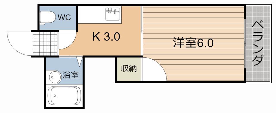 スカイコーポ住吉(1K/5階)の間取り写真