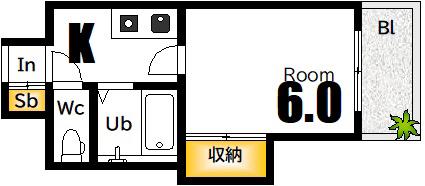 ハイネ光南(1K/3階)の間取り写真