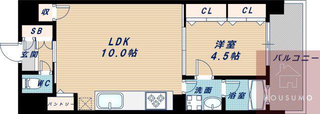 MID COURT 新大阪(1LDK/4階)の間取り写真