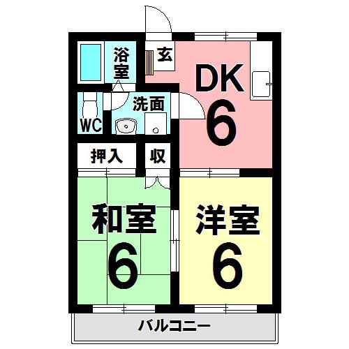 エレガンス美坂(2DK/1階)の間取り写真