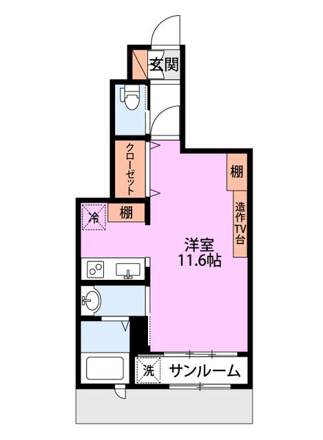 COMMON東出来島 A棟(ワンルーム/1階)の間取り写真