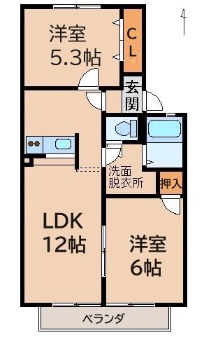プレシオ・カサ(2LDK/2階)の間取り写真