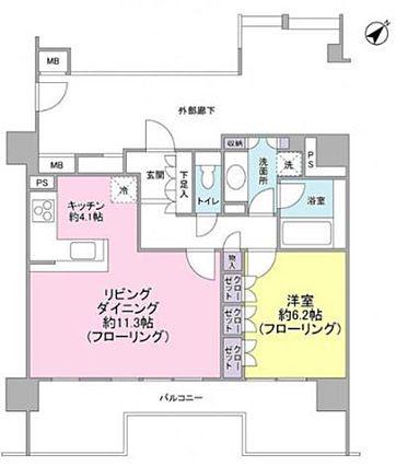 サンフル芝浦キャナルオーパス(1LDK/4階)の間取り写真