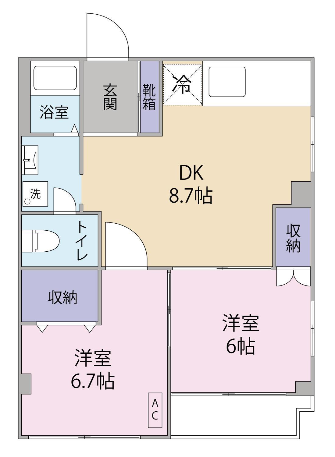 クレステージ(2DK/2階)の間取り写真