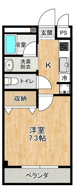 DJ 研究学園(1K/3階)の間取り写真