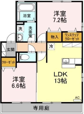 サンモール・Y A(2LDK/1階)の間取り写真