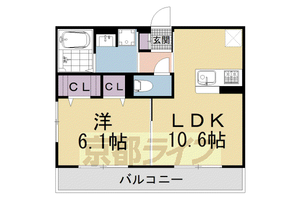 SAKURA COURT北白川(1LDK/1階)の間取り写真