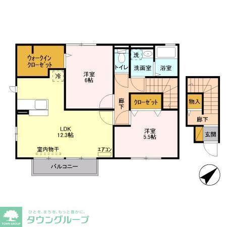 ポルテボヌールII(2LDK/2階)の間取り写真