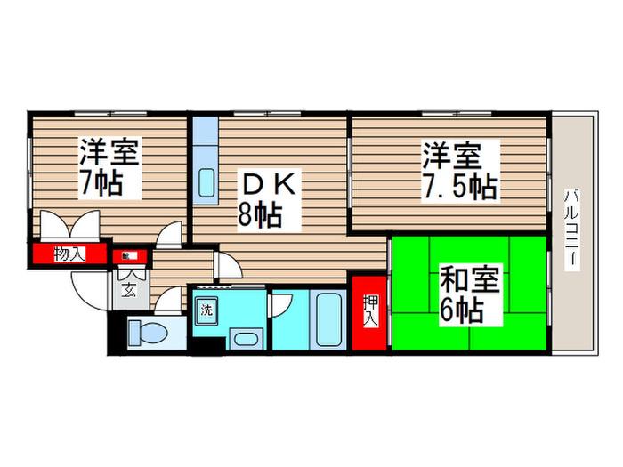 レクサス行徳(3DK/1階)の間取り写真