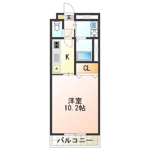 アムールSORA泉ヶ丘(1K/2階)の間取り写真