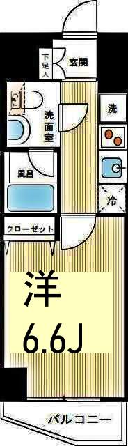 GENOVIA横浜関内SKYGARDEN(1K/7階)の間取り写真