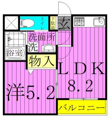 LA・LUCE(1LDK/3階)の間取り写真