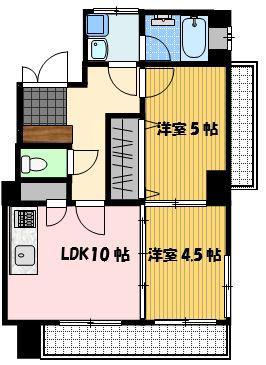 新ビル(2LDK/5階)の間取り写真