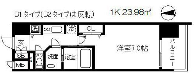 アドバンス大阪城グラシア(1K/9階)の間取り写真