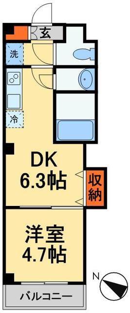 TOSCANA船橋(1DK/1階)の間取り写真