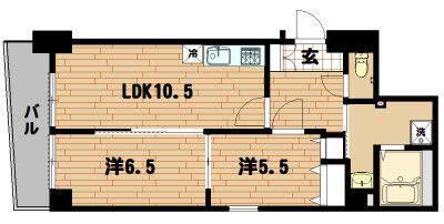 ラフィーネカワムラ(2LDK/3階)の間取り写真