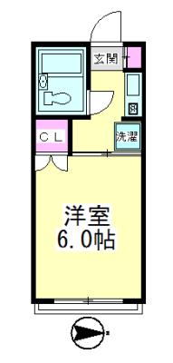 ハッピーベル(1K/1階)の間取り写真
