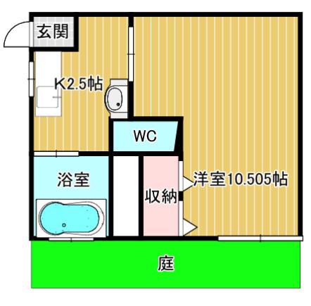 西田ハイツ(2K/1階)の間取り写真