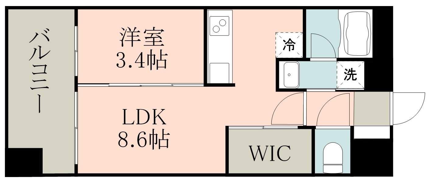 セントラルカーサ天文館(1LDK/3階)の間取り写真