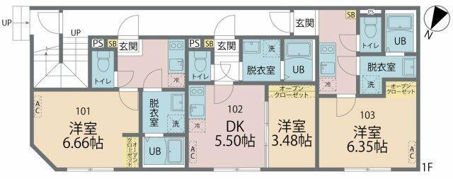 カインドネス西瑞江(1K/1階)の間取り写真