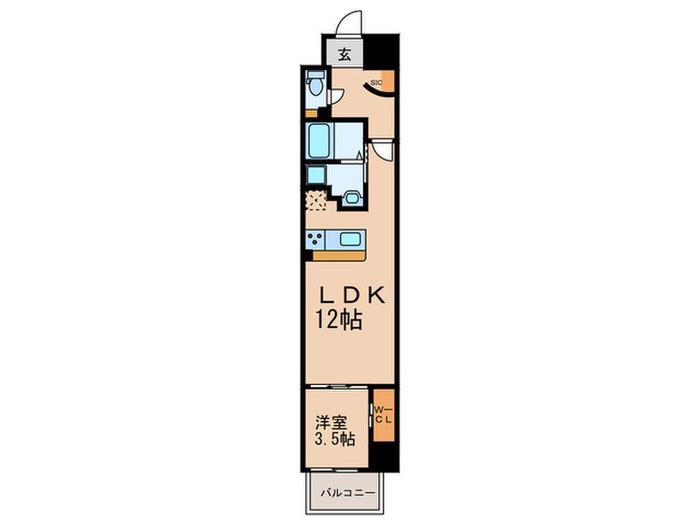 ラフォルム鎗屋町(1LDK/3階)の間取り写真