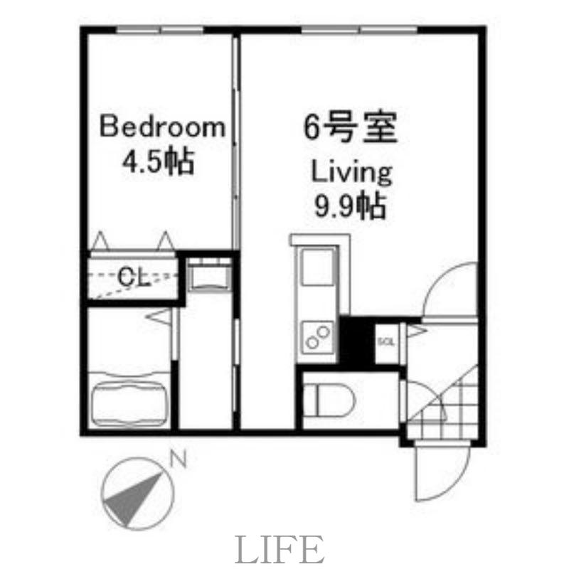 DESTINO RESIDENCIA HIGASHISAPPORO(1LDK/3階)の間取り写真