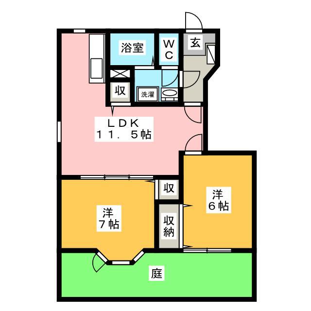 トリプルタウンC(2LDK/1階)の間取り写真