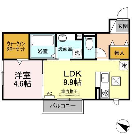 カーサ・ソラーレ(1LDK/1階)の間取り写真