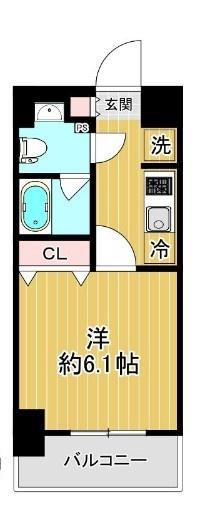 SHOKEN RESIDENCE横浜桜木町(1K/3階)の間取り写真