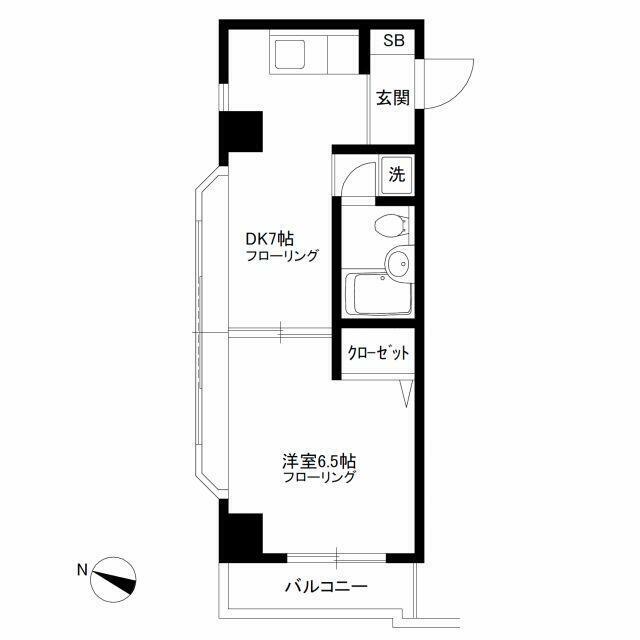 コーポ駒沢Pー1(1DK/6階)の間取り写真